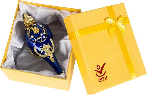 QIFU Hand Painted Enameled Magic Lamp Style Trinket Box Hinged Unique Gift for Home Decor...