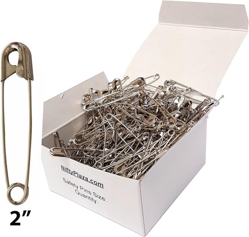 Extra Large 2" Safety Pins - Heavy Duty, Industrial Strength, Nickel Plated, Rust Resistant (200)...