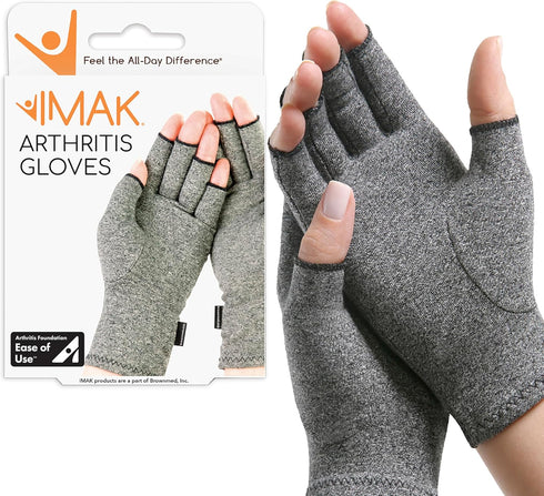 Brownmed - IMAK Compression Arthritis Gloves - Compression Gloves for Arthritis & Joint Pain Support - Men's & Women's Fingerless Gloves to Suppor...