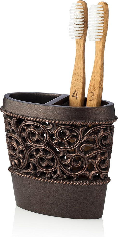 Essentra Home Bronze Toothbrush Holder Stand for Vanity Countertops...