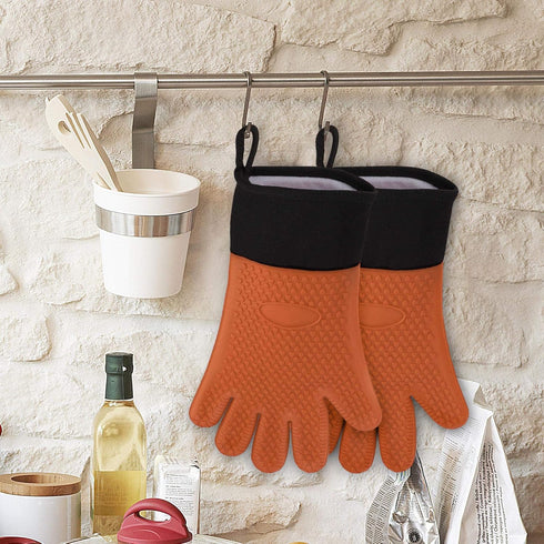 uxcell Silicone Oven Mitts, Heat Resistant Gloves Dutch Pot Holders, Kitchen Hand Protection, Non-Slip Grip Double Oven Gloves, with Hanging Loop,...