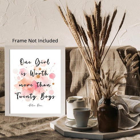 Posterizer 1 pcs-Peter Pan Cartoon Quotes-One Girl is Worth More Than Twenty Boys-Kids Room Art- Gift for Daughter, Son, Kids-Decor for nursery to...