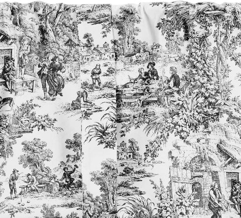 Victoria Park Toile Tie-Up Valence Window Curtain, Black...