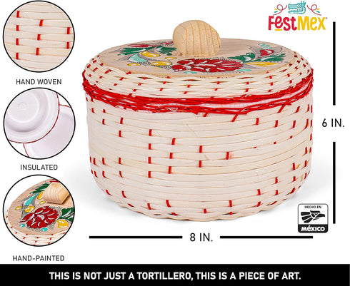 Genuine Mexican Handwoven Tortillero with added Styrofoam Insulation, Fiesta Mexican Tortilla Warmer, Tortilla Holder, Tortilla Keeper,Tortilleros...