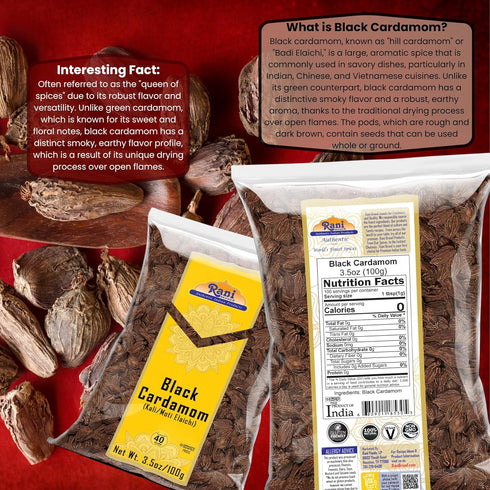 Rani Black Cardamom Pods (Kali Elachi) Whole Indian Spice 3.5oz (100g) ~ All Natural | Vegan | Gluten Friendly | NON-GMO | Indian Origin | Smokey,...
