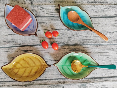 Ceramic Spoon Rest for Stove Top, Ice Cracks Leaf Cute Spoon Rest for Kitchen Counter, Cooking Spoon Holder for Kitchen Counter 1 PCS (Sapphire)...