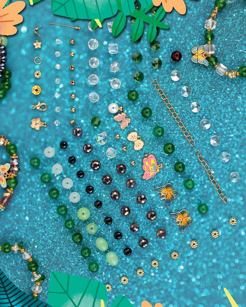 Misty Forest Series Beads for Jewelry Making Kit - Includes Chains, Jump Rings, Spacers and Butterfly Pendant Glass and Crystal Beads for Bracelet...