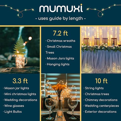 MUMUXI 24 Pack 7.2ft Fairy Lights Battery Operated String Lights, 20 Mini Battery Powered LEDs for Centerpiece Table Decorations, Wedding Party Be...
