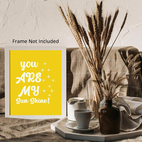 Posterizer 1 pcs-You are my sunshine-Positive yellow poster quote-Quotes and Poems-Gift for Woman, Women, Wife, Girlfriend- unframed wall art...