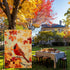 Fall Cardinal Garden Flag, Thanksgiving Red Bird Maple Leaf Garden Flag, Autumn Yard Home Decor Welcome Flag, 12x18 Inch Double Sided Burlap, Outd...