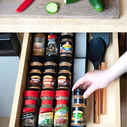 Spice Drawer Organizer | 3 Tier Kitchen Spice Rack Organizer for Drawer | Non-Skid storage Tray...
