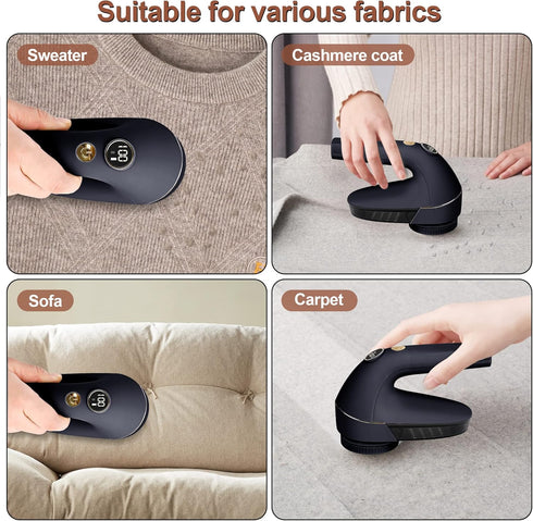 iRUNTEK Rechargeable Fabric Shaver, Lint Remover Shaver with 2-Speeds, 6 Leaf Blades, LED Display, Lint Shaver to Remove Pilling from Clothing, Fu...