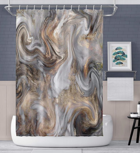 Marble Shower Curtain Light Grey Brown Shower Curtains for Bathroom Retro Style Paintbrush Colors in Marbling Texture Waterproof Polyester Fabric ...