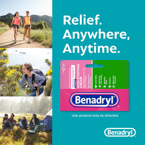 Benadryl Original Strength Anti-Itch Cream, Bug Bite Itch Relief, Diphenhydramine HCl Topical Analgesic & Zinc Acetate Skin Protectant, Great for ...