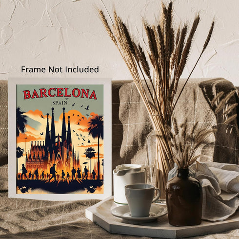 Posterizer 1 pcs-Barcelona Spain Railway Travel Poster-Adventure Wall Art-GIft for Men Women Teens-Decor for Home & Office- unframed wall art...