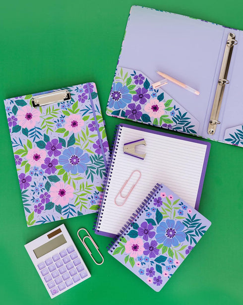 Steel Mill & Co Cute Mini Spiral Notebook, 8.25" x 6.25" Journal with Durable Hardcover and 160 Lined Pages, Lilac Floral...
