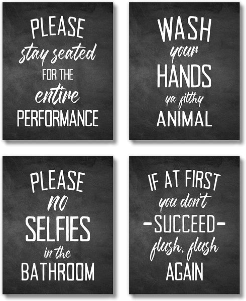 Brooke & Vine Funny Bathroom Decor Wall Art Prints (UNFRAMED 8 x 10) Restroom Powder Room Wash Laundry Room Hip Hop Wall Decor Signs Posters (Wash...