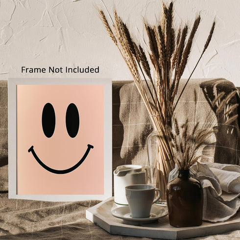 Posterizer 1 pcs-pastel pink happy face smiley poster-Abstract & Modern Art-Comedy Art-Gift for Daughter, Son, Kids- unframed wall art...