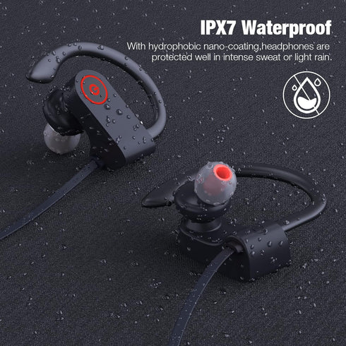 Bluetooth Wireless Headphones 16H Playtime Earbuds with Mic Stereo in-Ear Earphones, IPX7 Waterproof Sports Sound Isolation Headsets for Running, ...
