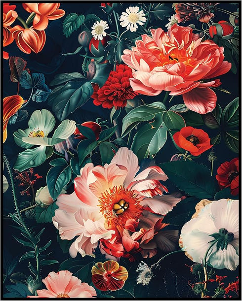 Posterizer 1 pcs-nature scene-lush red and coral flowers-Floral & Botanical Art-Abstract & Modern Art-Decor for Home & Office- UNFRAMED Wall Art...