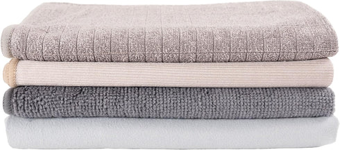 KAF Home Pantry Multipurpose Microfiber Textured Cleaning Cloth 4-Pack, 15 x 18-Inch, (1 Utility Cloth, 1 Stainless Steel Cloth, 1 Glass Cloth, 1 ...
