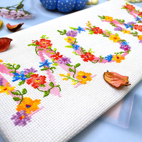 Povitrulya MOM Counted Cross Stitch Kit - DIY Embroidery Set with papper pattern, Presorted floss and blank 14-count Aida Canvas - Hand Made Mothe...