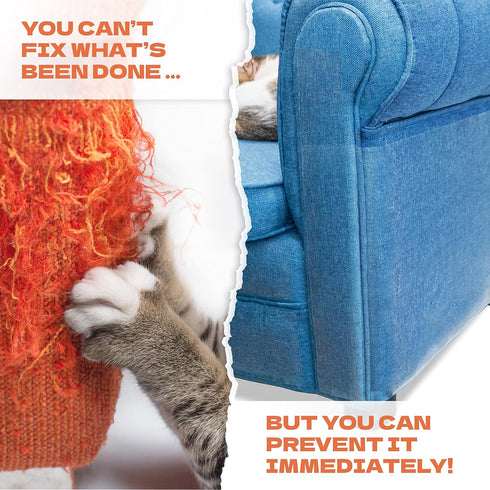Cat Scratch Couch Protector - 12XL Sheets, Clear (Almost Invisible), Extra Durable, Easy to Customize, Residue-Free Furniture Protector...