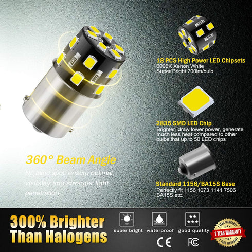 20PCS 1141 1156 Interior LED Light Bulbs for RV, Super Bright 18-SMD 6000K Xenon White 1073 1003 7506 BA15S LED Bulbs Replacement for Camper Trail...