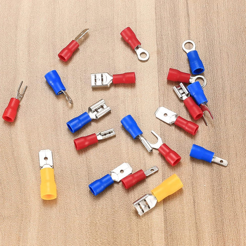 300 Pcs Electrical Connectors, Insulated Wire Cable Electrical Connectors, Fork Ring Spade Butt Quick Disconnect Crimp Terminals Lugs Set, Male/Fe...