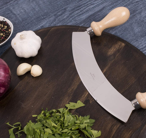 Fantes Mezzaluna Rocking Chopper, Stainless Steel Blade with Beechwood Handles, 9.5-Inch Blade, The Italian Market Original since 1906...