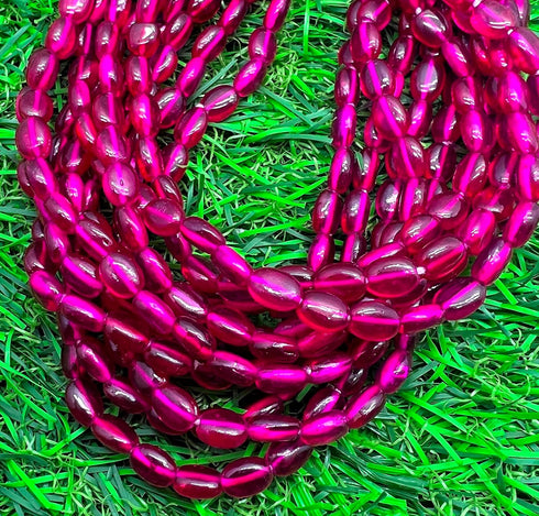 13.5 Inch 1 Strand Ruby Tourmaline Quartz 48 Pieces Approx Beads Size 7x5mm Shape Oval Cut Smooth Making, Beading & Craft Supplies 7$ST03D04...