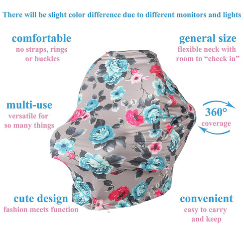 TUOKING Car Seat Covers for Babies, Multi-Use Cover-Silky Mom Nursing Cover Infant Breastfeeding Scarf Shopping Cart High Chair Ultra-Soft Stretch...