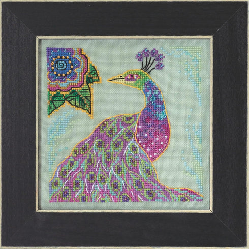 Mill Hill Peacock Beaded Counted Cross Stitch Kit 2023 Laurel Burch Birds Collection LB302314 Multi, 5 x 5 inches...