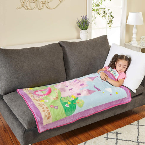 EVERYDAY KIDS Toddler Throw Blanket - 30" by 40" - Princess Storyland - Super Soft, Plush, Warm and Comfortable...
