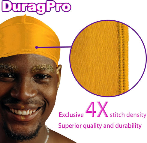 Silk Durag for Men and Women, Silky Satin Do Rag (Gold)...