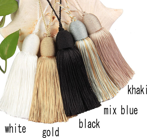 Fenghuangwu 2pcs Tassel Charms Polyester Key Tassels with Loop,DIY Handmade Craft Accessories of Home and Furniture Decoration (Mix Blue)...