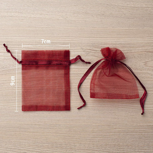 100pcs Red Organza Gift Pouches - 2x3 Inch Sheer Drawstring Bags for Jewelry, Wedding, Party & Christmas Favor Gifts...