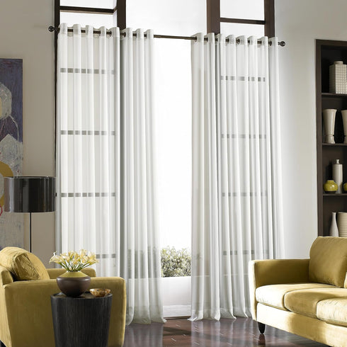 Curtainworks Soho Voile Sheer Grommet Curtain Panel, 59 by 108", Winter White...