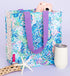 Lilly Pulitzer Purple/Blue Market Shopper Bag, Reusable Grocery Tote with Comfortable Shoulder Straps, Shell of a Party...