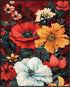 Posterizer 1 pcs-bright red and yellow flowers-red background-Floral & Botanical Art-Abstract & Modern Art-Decor for Home & Office- UNFRAMED Wall ...