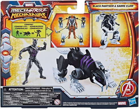 Marvel Mech Strike Mechasaurs, 4-Inch Black Panther with Sabre Claw Action Figures, Super Hero Toys for Kids Ages 4 and Up...