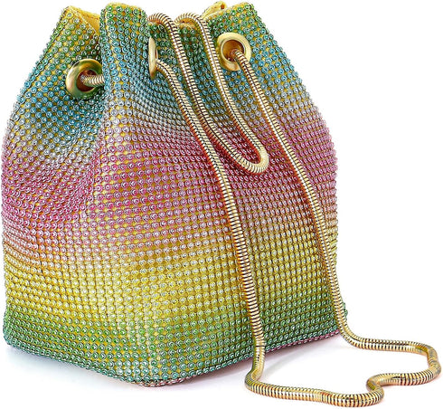 Ayliss Women's Full Rhinestones Bucket Bag Mini/Small Crossbody Shoulder Evening Shinny Bling Clutch Purse Bucket Handbag...