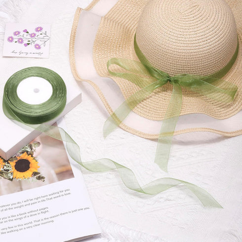 3/4 Inch Sheer Organza Ribbon 50 Yards Sage Green Chiffon Ribbon for Gift Wrapping,Bouquets,Wedding,DIY Craft...