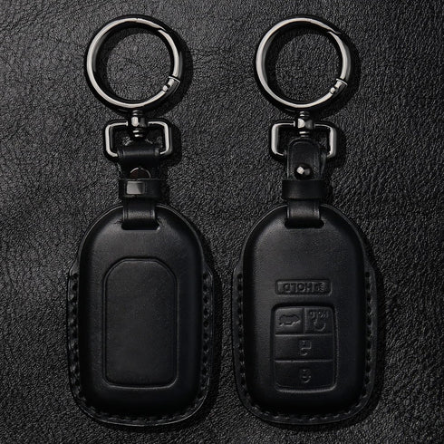 Tukellen for Honda Leather Key Fob Cover with Keychain Compatible with Honda Accord Civic Fit Pilot Odyssey CRV Clarity CRZ HRV Ridgeline EX EX-L ...