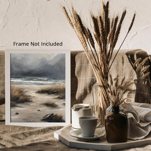 Posterizer 1 pcs-the sea and the beach in winter in oil painting style-1-Landscape & Nature Art-GIft for Men Women Teens-Dining Room Decor- unfram...