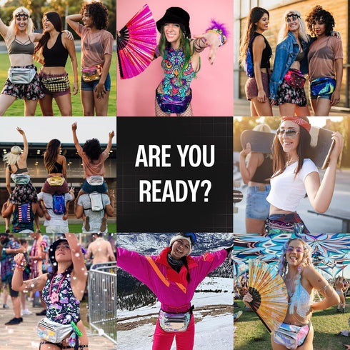 Holographic Fanny Pack Belt bag - Crossbody Waist Bag for Men or Women - Hands-Free, Waterproof Large Bumbag for Hiking, Running, and Travel (purp...
