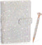 A5 Rhinestone Refillable Notebook Binder and Crystal Pen Set 6 Ring Diamond Budget Binder for Filler Paper Bling White Desk Accessories for Women ...