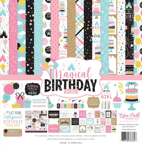 Echo Park Paper Company Magical Birthday Girl Collection Kit Paper, 12-x-12-Inch...