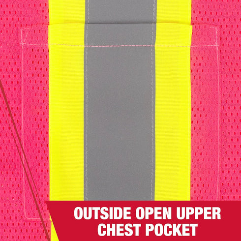 Radians SV22-1 Economy Type O Class 1 Safety Vest Size 4X-Large, Pink Mesh with Contrasting Tape - 1 Each...