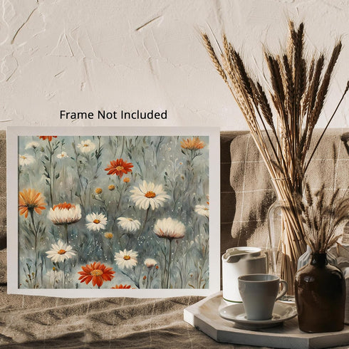 Posterizer 1 pcs-snowy winter flowers scene in oil painting style-7-Landscape & Nature Art-Floral & Botanical Art- Dining Room Decor- unframed wal...